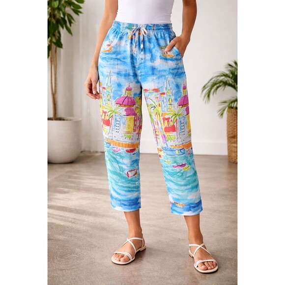 Line One Pants - Pants size XL New Line Two womans colorful lightweight beach clam digger lounger